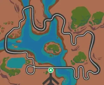 Planimetria ufficiale Zwift di Red Rock Loop. Fonte: supporto Zwift. Non e un profilo altimetrico.