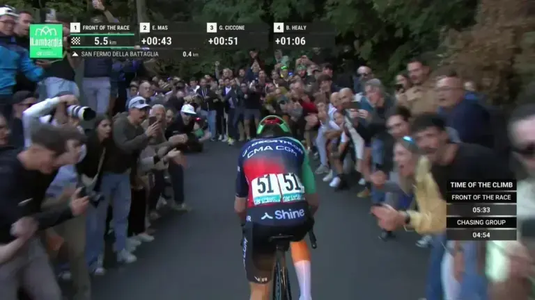 Paul Seixas in solitaria sul San Fermo nel video ufficiale del Lombardia 2026