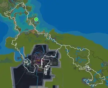 Planimetria ufficiale Zwift di Shisa Shakedown nel mondo Makuri Islands. Fonte: Zwift.