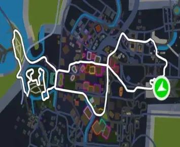 Planimetria ufficiale Zwift di Sleepless City nel mondo Makuri Islands. Fonte: Zwift.