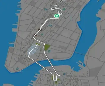 Planimetria ufficiale Zwift di Spinfinity Ultra nel mondo New York. Fonte: Zwift.