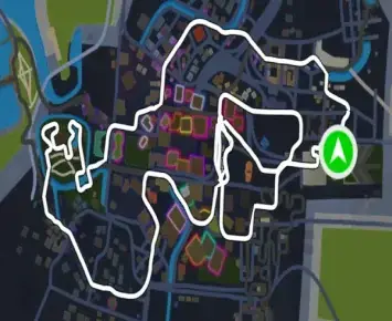 Planimetria ufficiale Zwift di Sprinter's Playground nel mondo Makuri Islands. Fonte: Zwift.