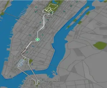 Planimetria ufficiale Zwift di Stay Puft Pursuit nel mondo New York. Fonte: Zwift.