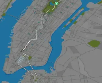 Planimetria ufficiale Zwift di The Double Borough nel mondo New York. Fonte: Zwift.