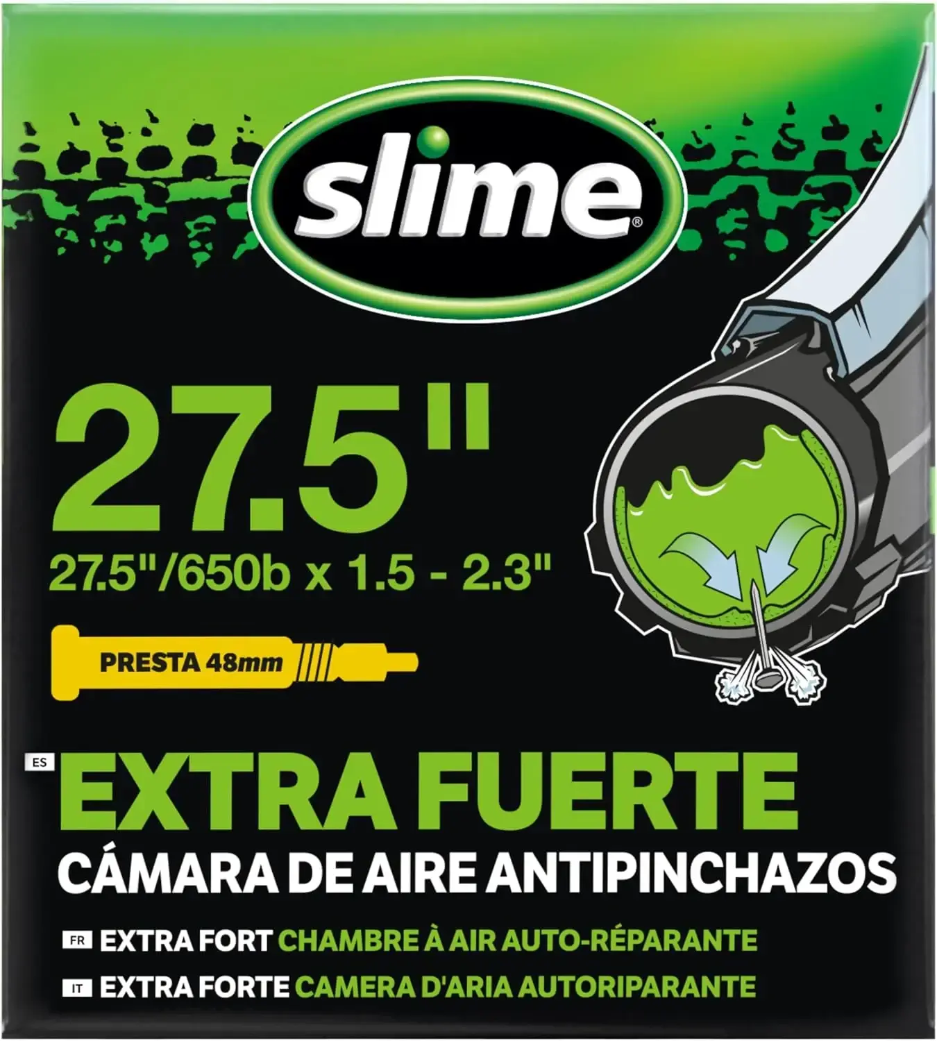 Confezione Slime autosigillante 27,5 per 1,5–2,3 con valvola Presta 48 mm
