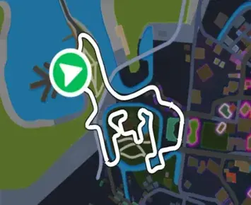 Planimetria ufficiale Zwift di Twilight Crit nel mondo Makuri Islands. Fonte: Zwift.