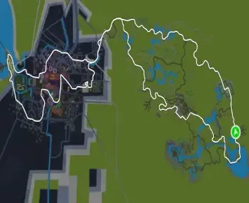 Planimetria ufficiale Zwift di Wandering Flats nel mondo Makuri Islands. Fonte: Zwift.