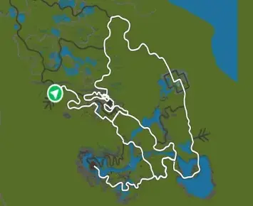 Planimetria ufficiale Zwift di WhatYumeziWereLost nel mondo Makuri Islands. Fonte: Zwift.