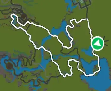 Planimetria ufficiale Zwift di Yumezi Grit nel mondo Makuri Islands. Fonte: Zwift.