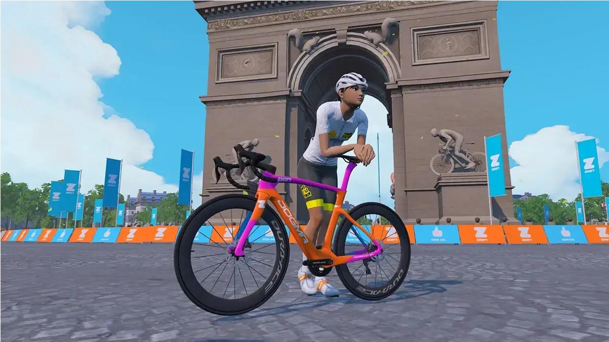 Avatar su una bici da cronometro Cannondale in Zwift, immagine ufficiale per le novità del Drop Shop